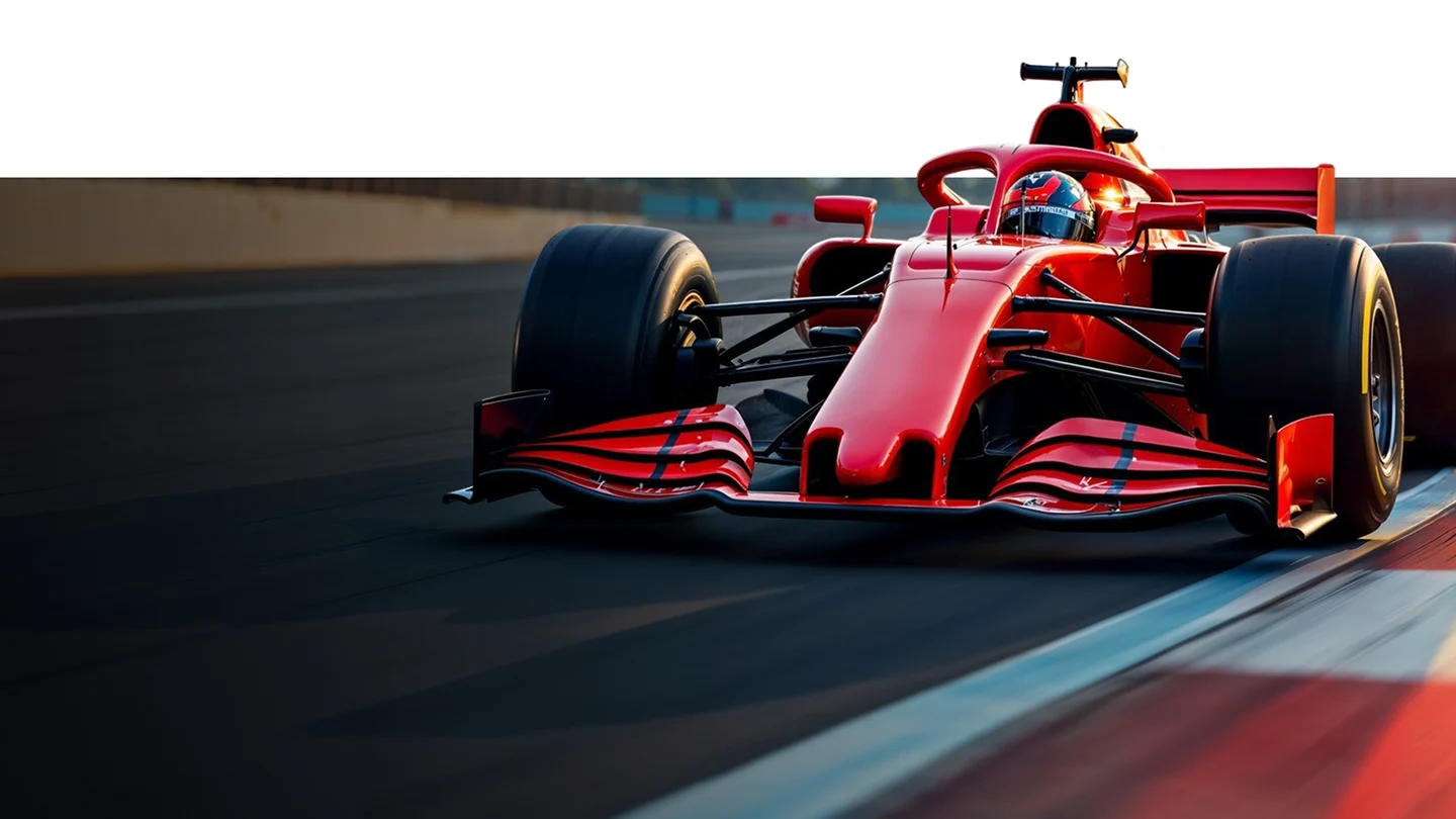 Banner showing racing games with F1-style tracks and realistic physics