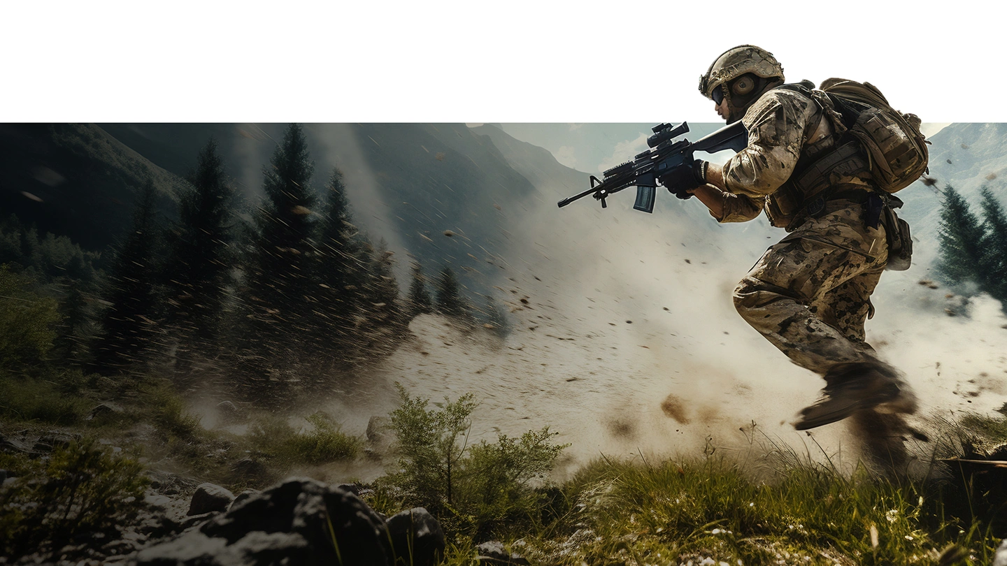 Banner showing action and strategy games with battle arenas and tactical gameplay